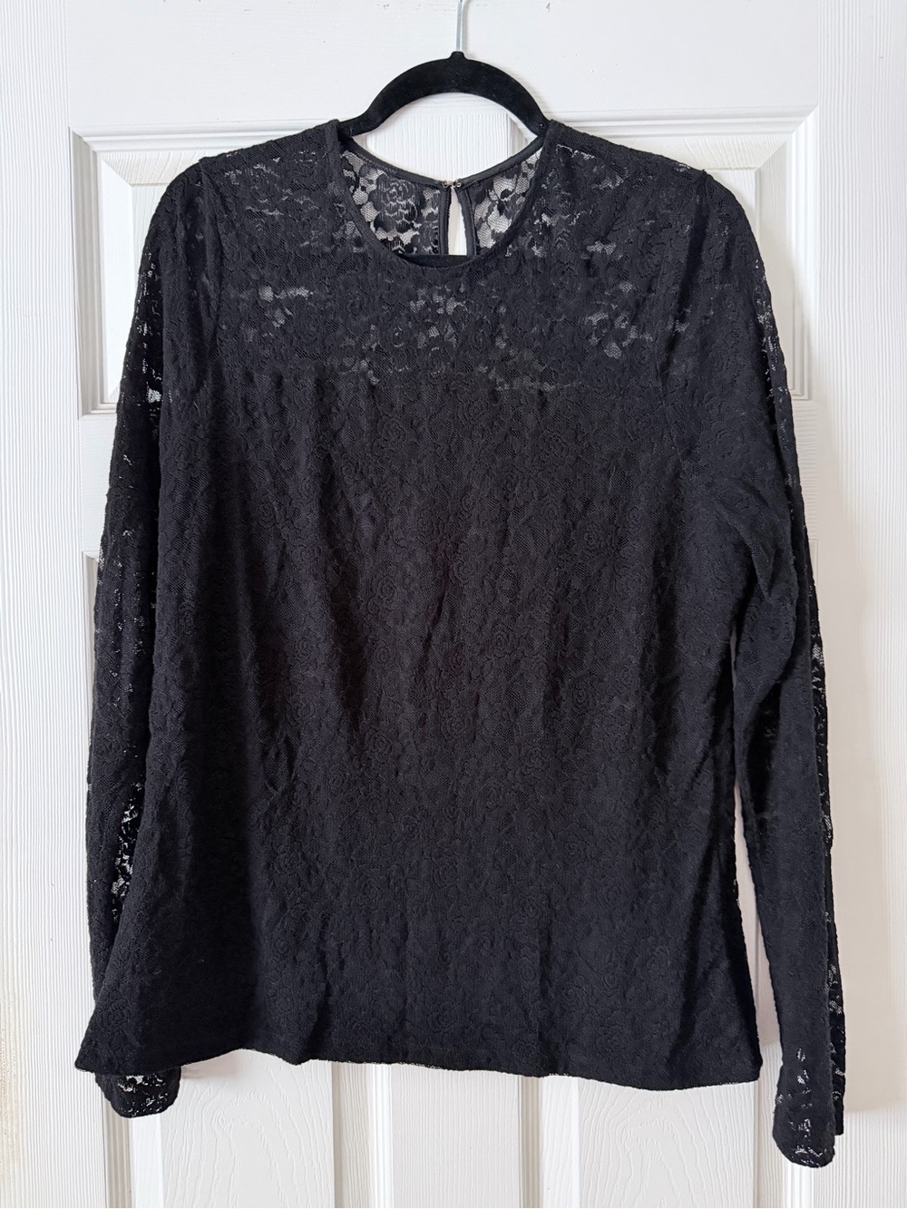 Ralph Lauren Black Lace Long-Sleeve Blouse